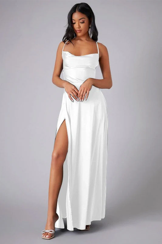 Elegant Spaghetti Strap Ruched Formal Dress - Image 9