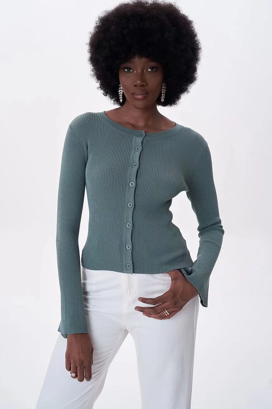 Flare Sleeve Button Cardigan