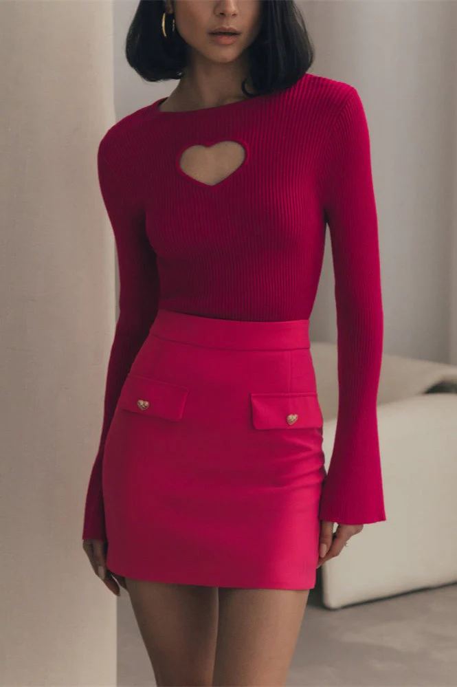 Heart Cutout Slim Fit Knit Sweater - Image 12