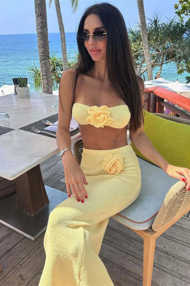 Knit Floral Patchwork Tube Top Boho Dress - Image 17