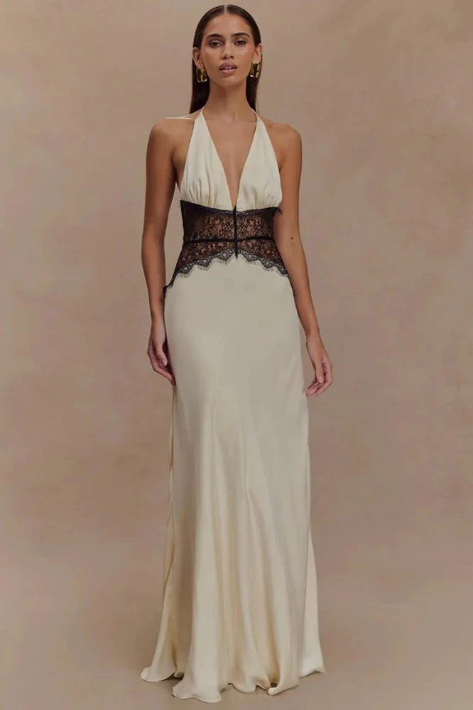 Lace Patchwork Backless Halter Boho Dress - Image 28