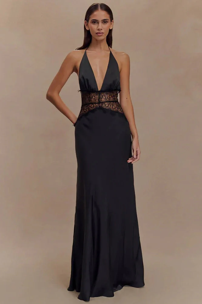 Lace Patchwork Backless Halter Boho Dress - Image 38