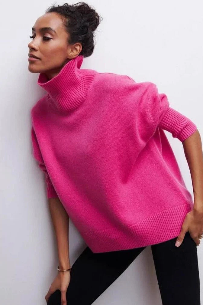 Loose Fit High Neck Sweater - Image 3