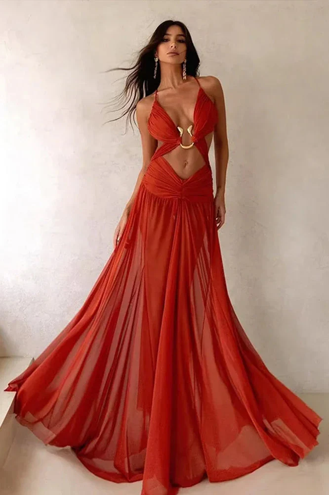 Mesh Hollow Out Boho Dress - Image 7