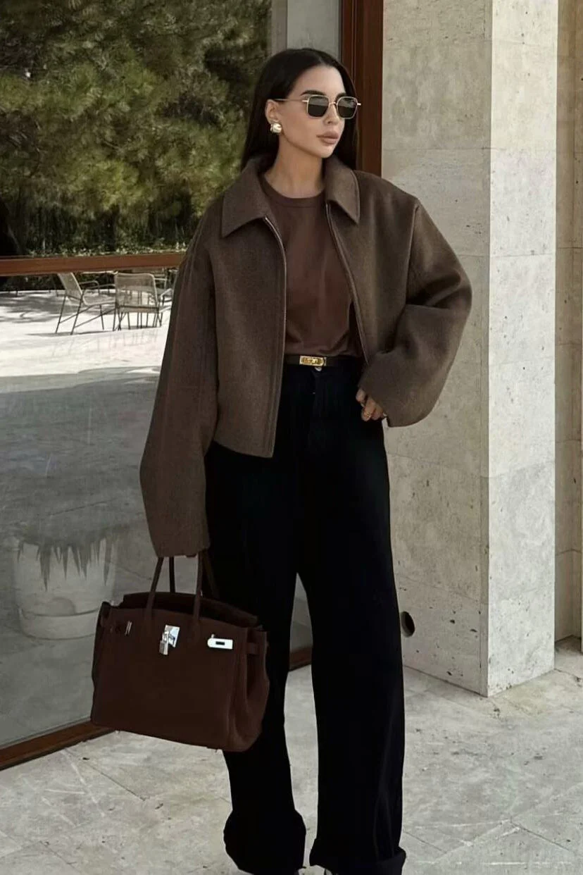 Minimalist Lapel Short Wool Coat
