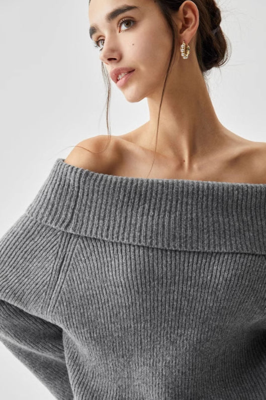 Off Shoulder Knit Pullover Sweater - Image 13