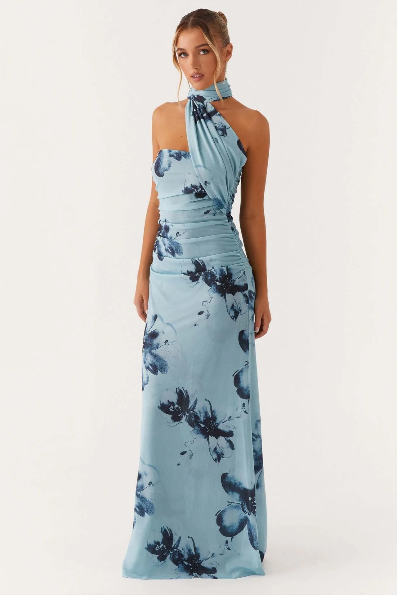 Tie Dye Mesh Spaghetti Strap Maxi Party Dress