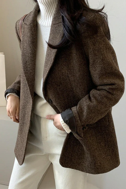 Wool Blend Solid Color Blazer