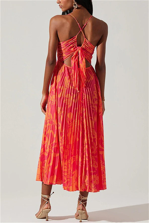 Floral Cami Pleated Print Maxi Dress - Image 3