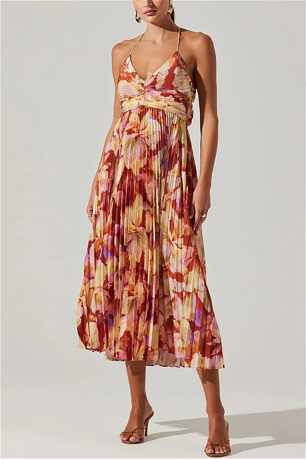 Floral Cami Pleated Print Maxi Dress - Image 7
