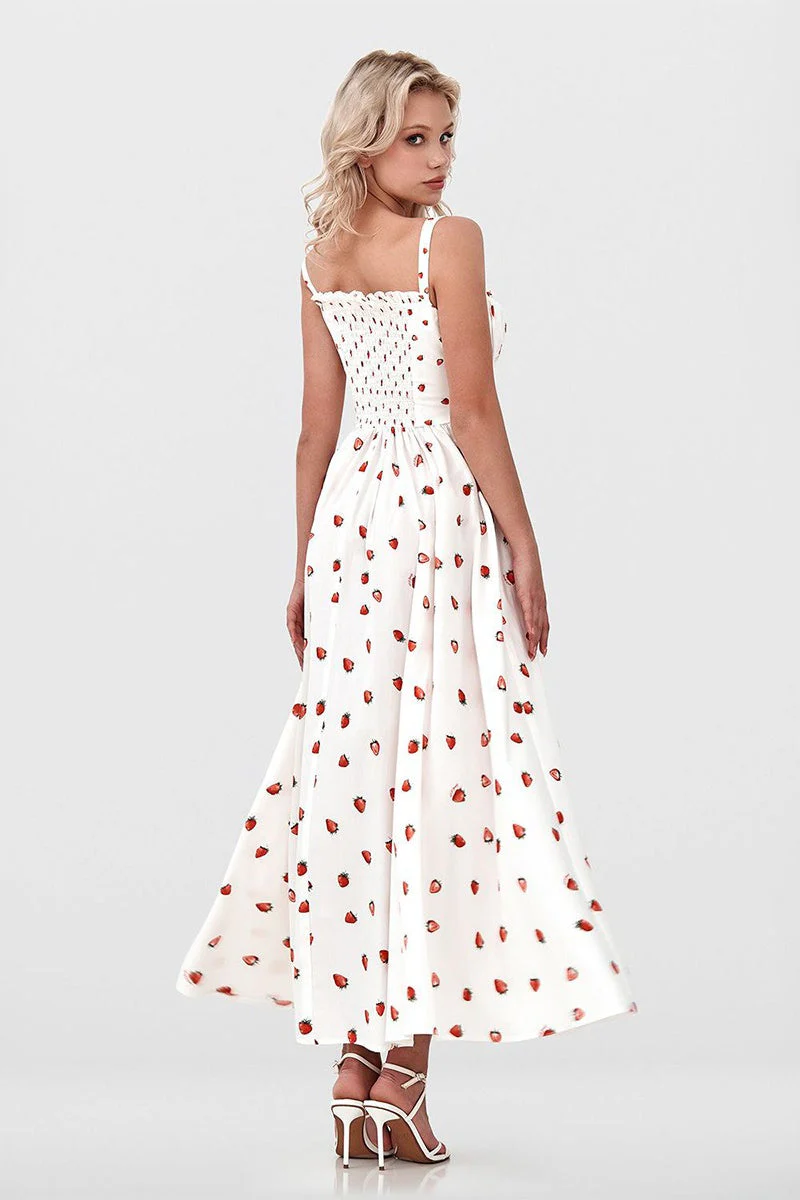Floral Cami Tie High Waist Slit Midi Dress - Image 16