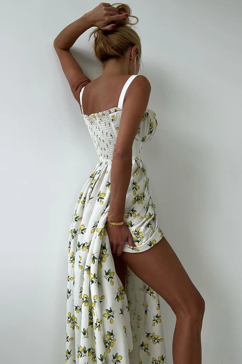 Floral Cami Tie High Waist Slit Midi Dress - Image 7