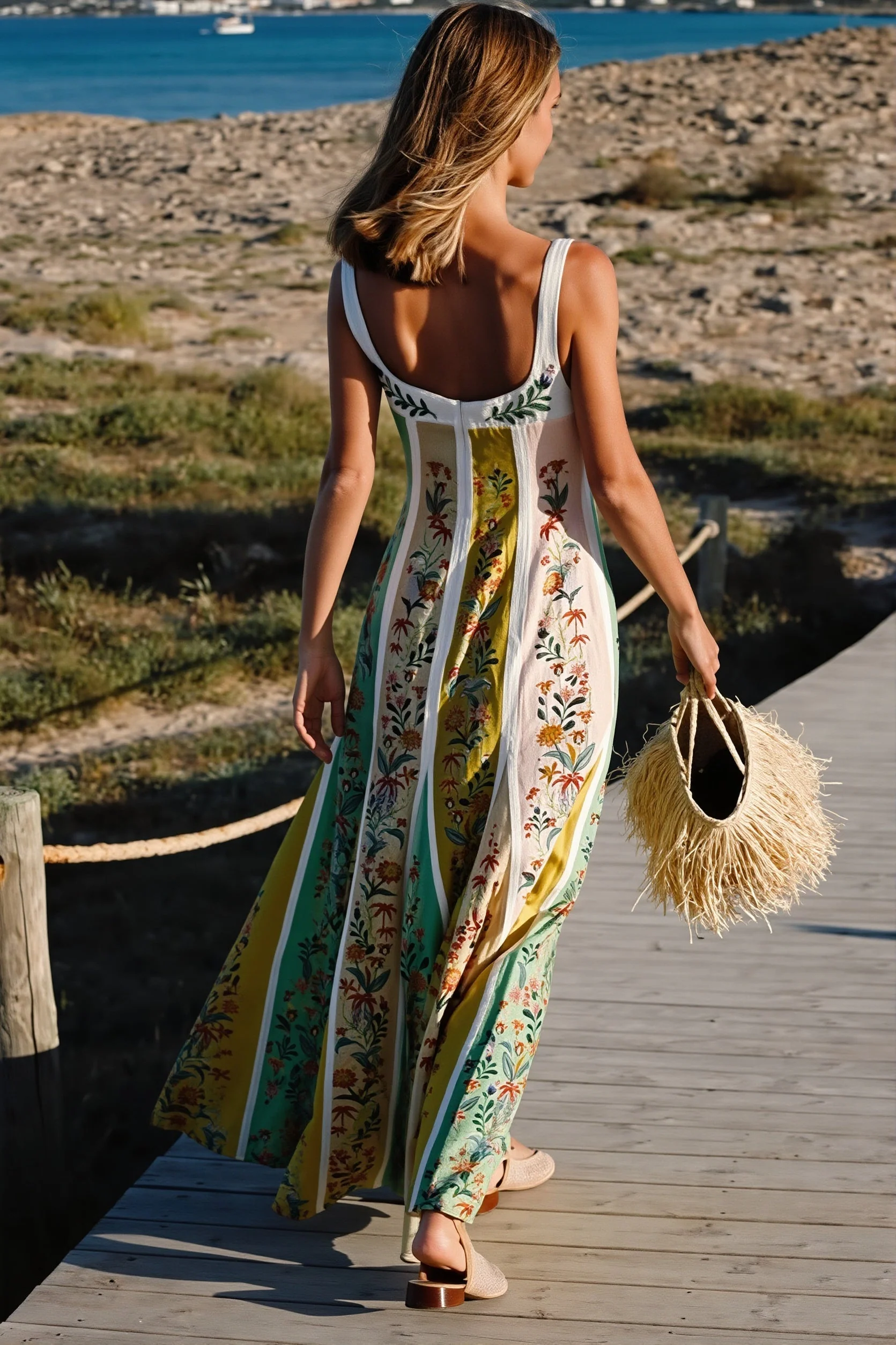 Floral Splice Loose Swing Maxi Dress - Image 5