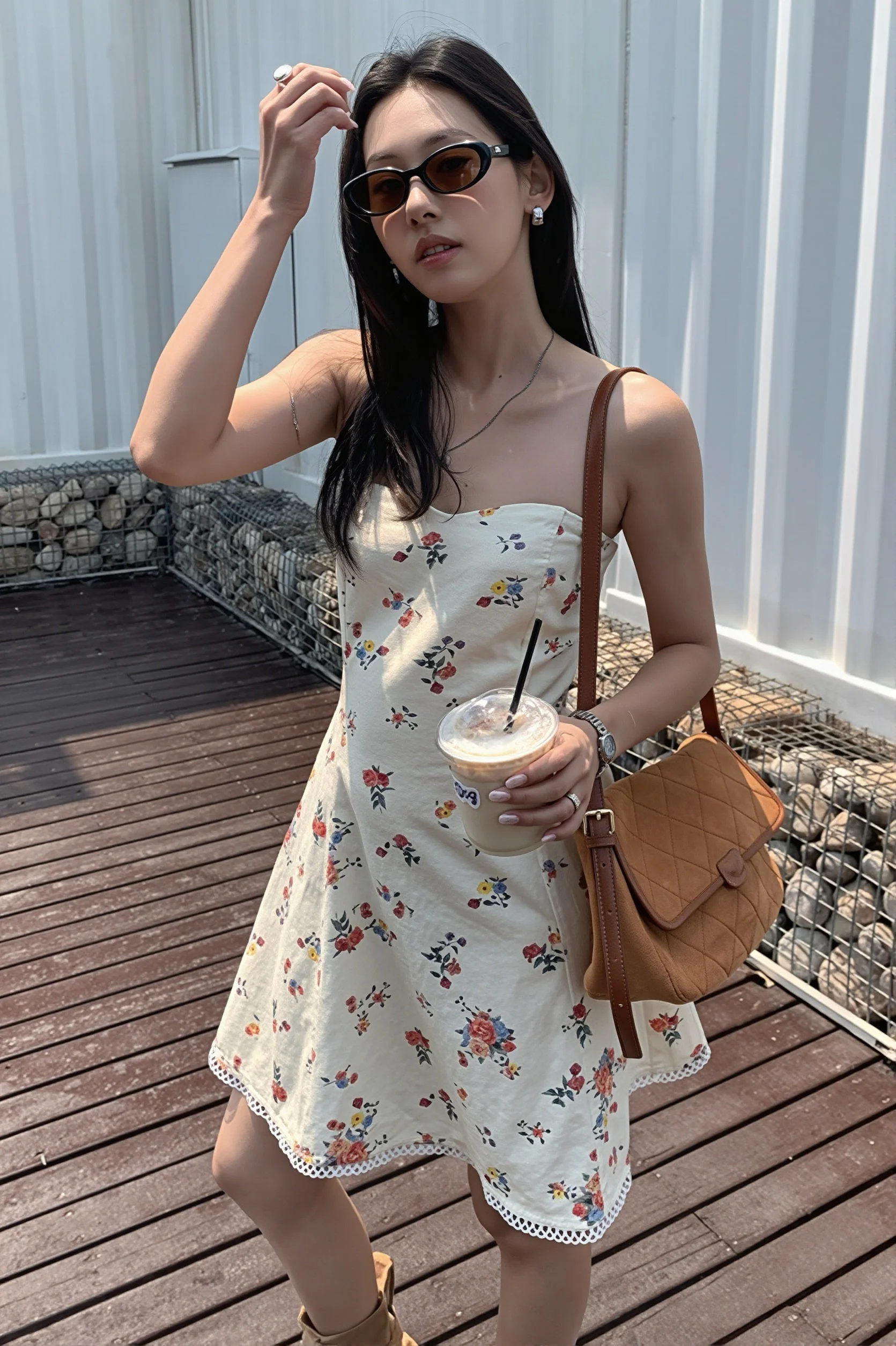 Floral Waist Bandeau Mini Dress - Image 3