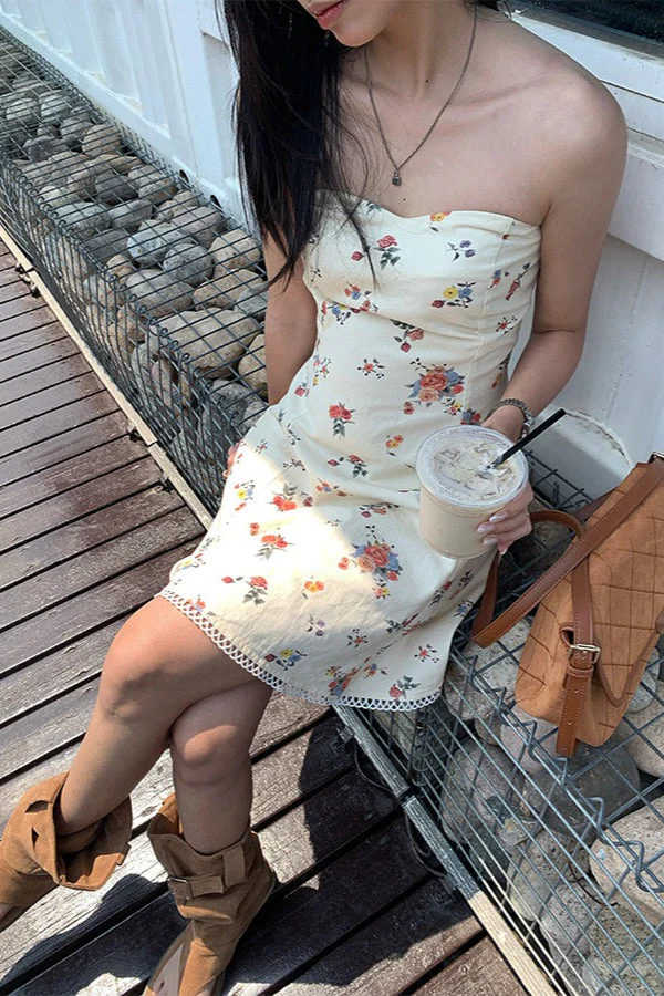 Floral Waist Bandeau Mini Dress - Image 5