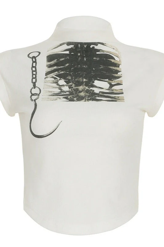 Graffiti Printed Cropped Slim T-shirt - Image 5