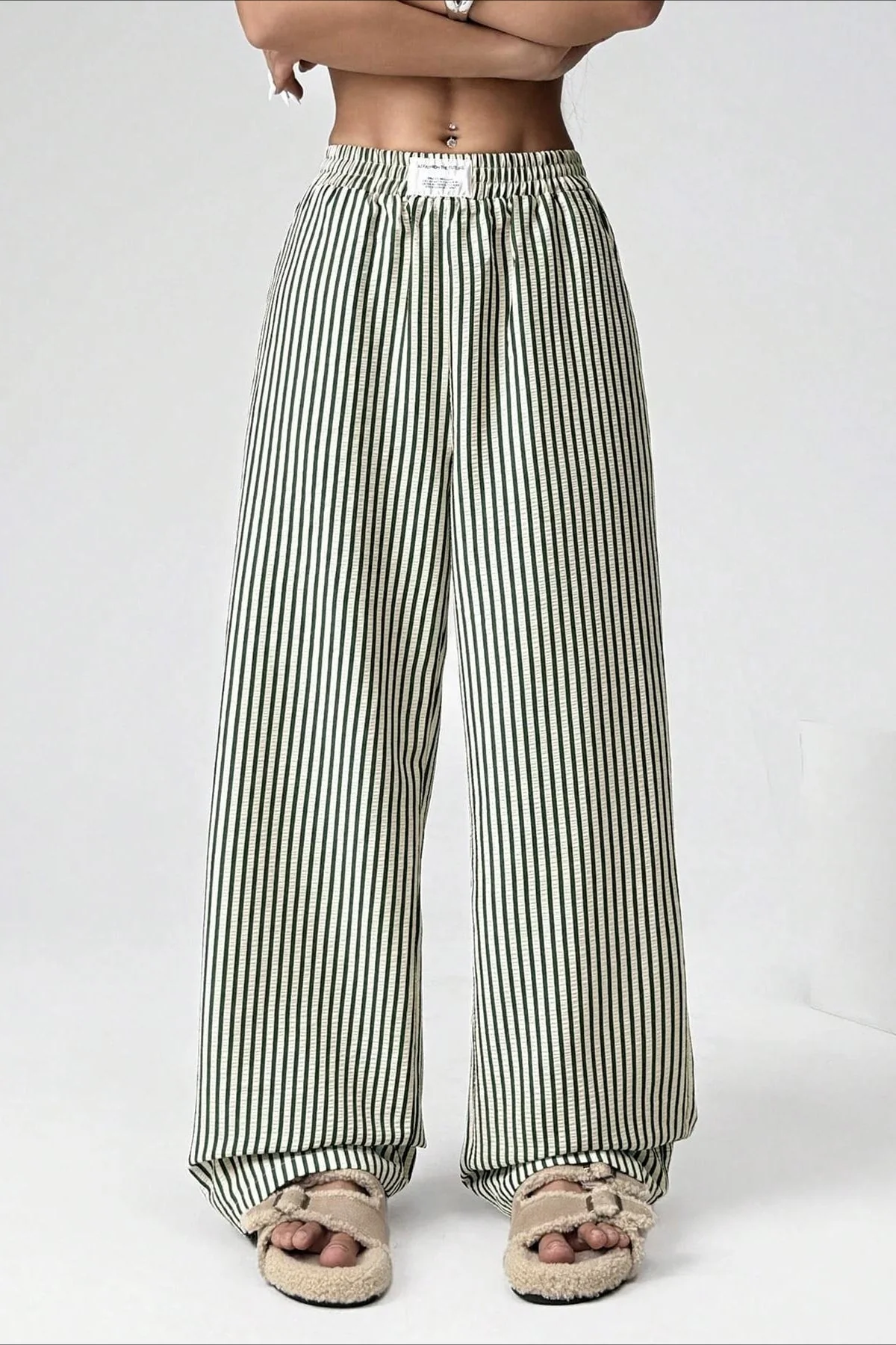 High Waist Striped Casual Pants - Image 6