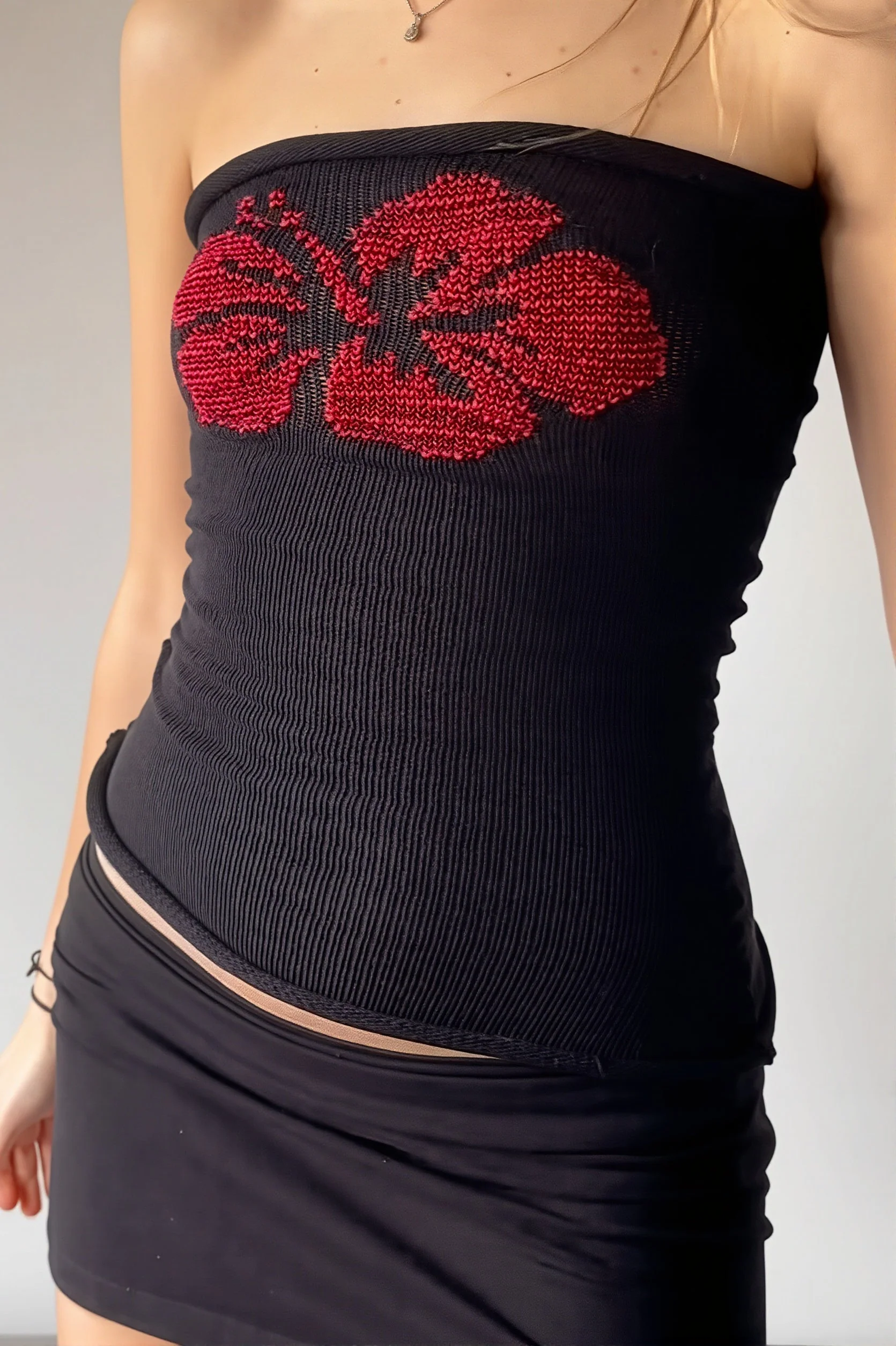 Jacquard Floral Tube Knit Blouse - Image 6