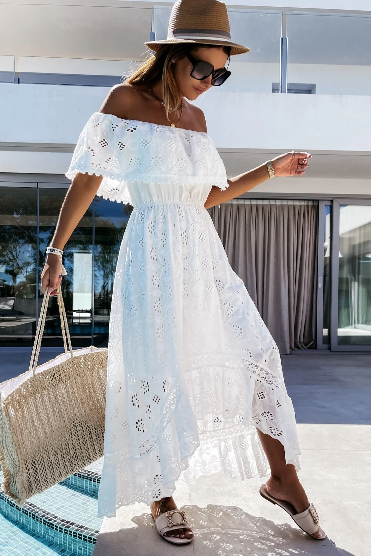 Lace Boho Off Shoulder Maxi Dress - Image 2