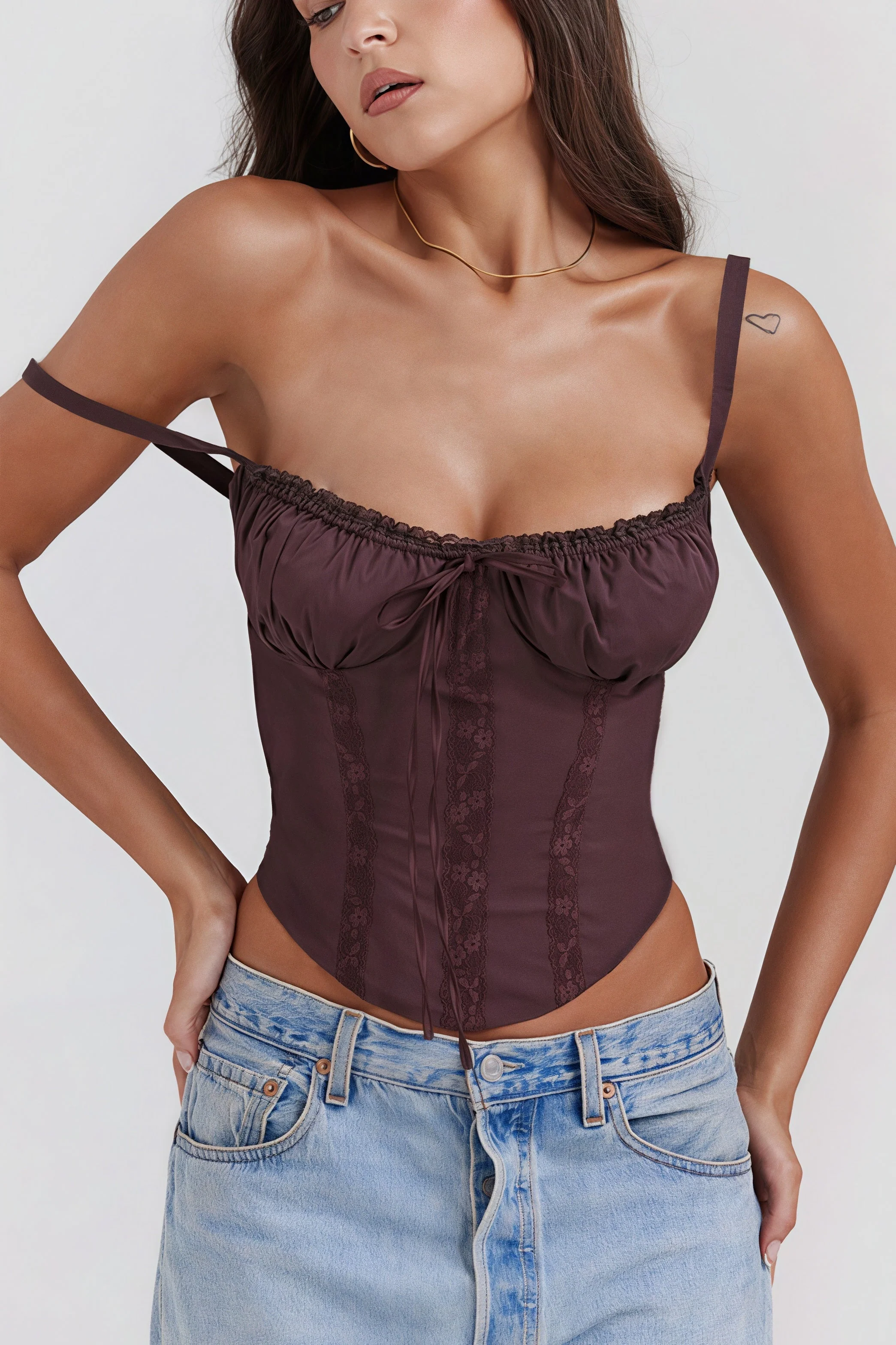 Lace Panel Tie Sexy Cami Top - Image 7