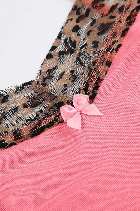 Leopard Lace Splice U Neck Cami Top - Image 4
