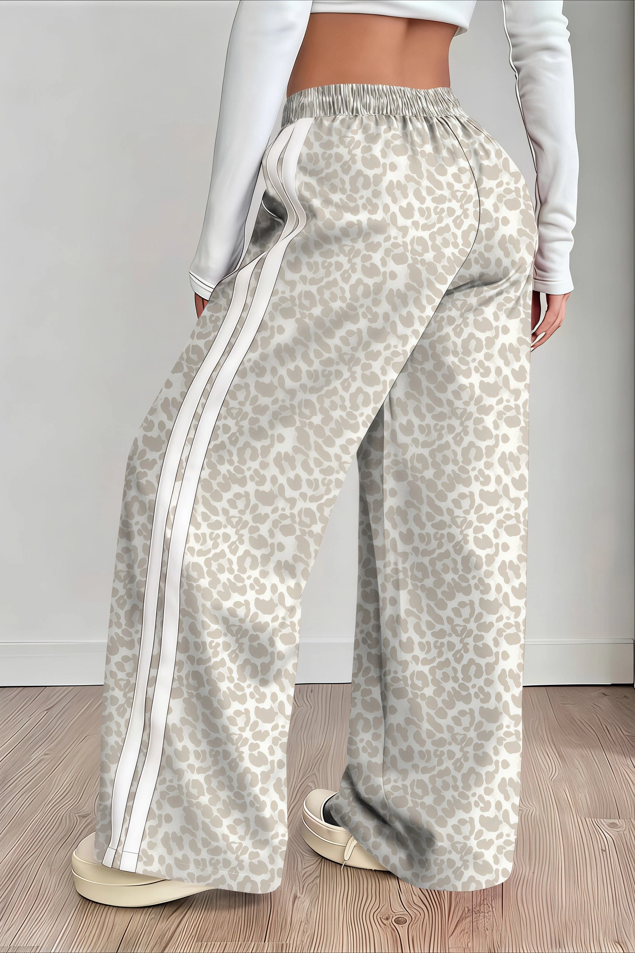 Leopard Print Spliced Casual Pants - Image 6