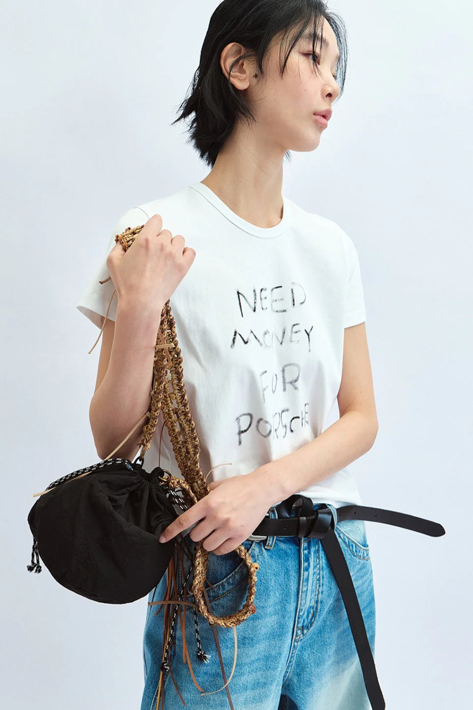 Letter Print Crew Neck Fitted T‑shirt - Image 3