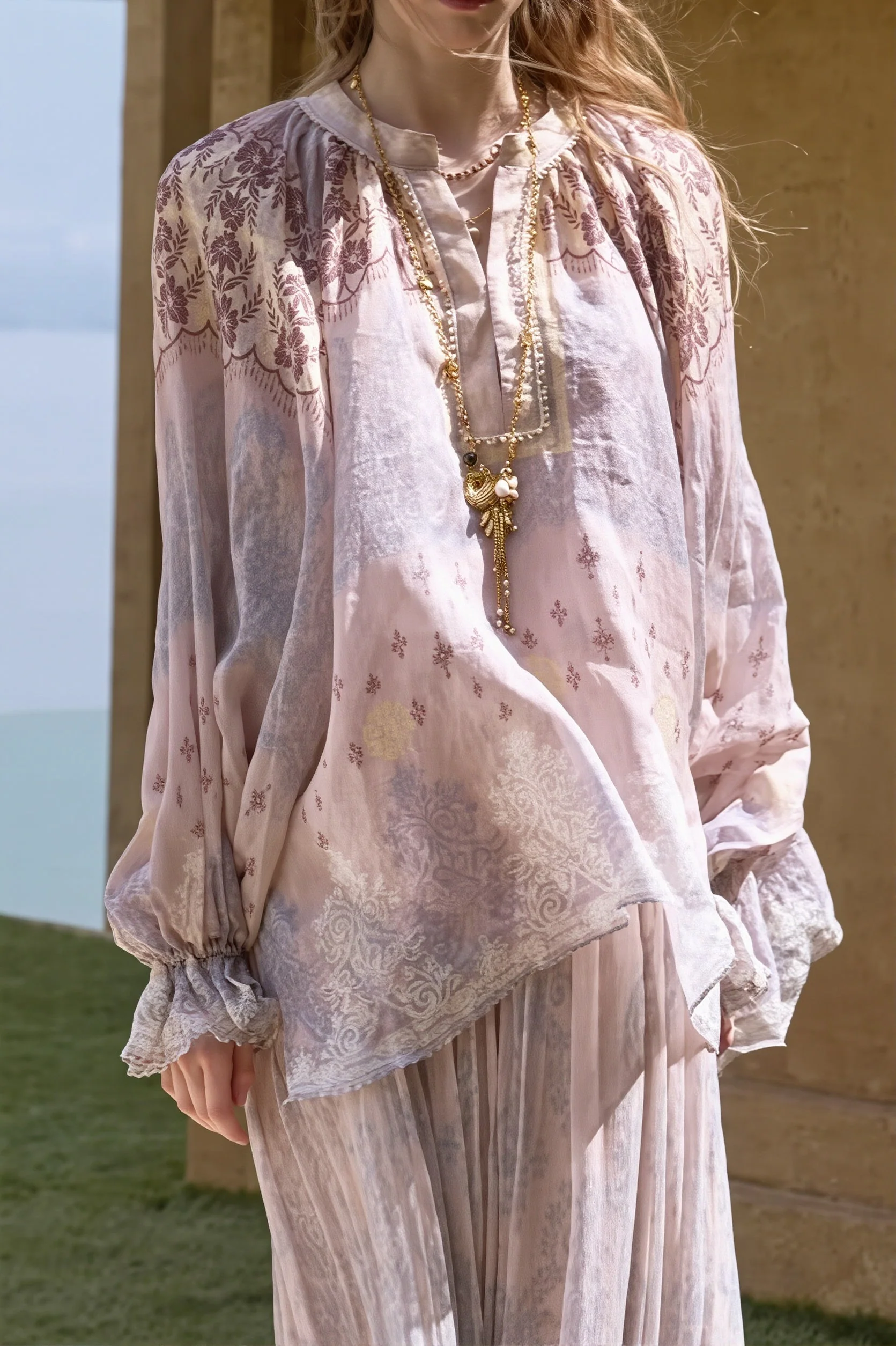 Linen Tie Dye Casual Long Sleeve Blouse - Image 2