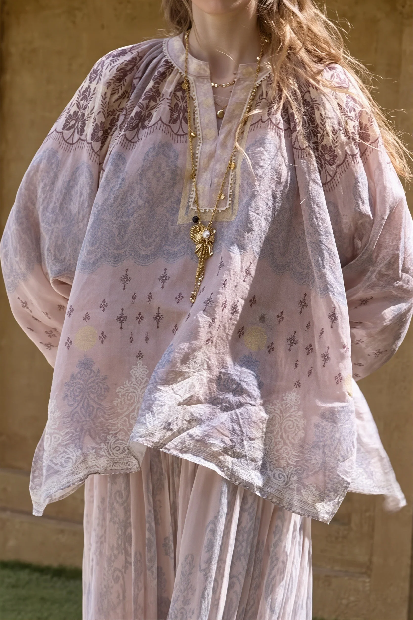 Linen Tie Dye Casual Long Sleeve Blouse - Image 3