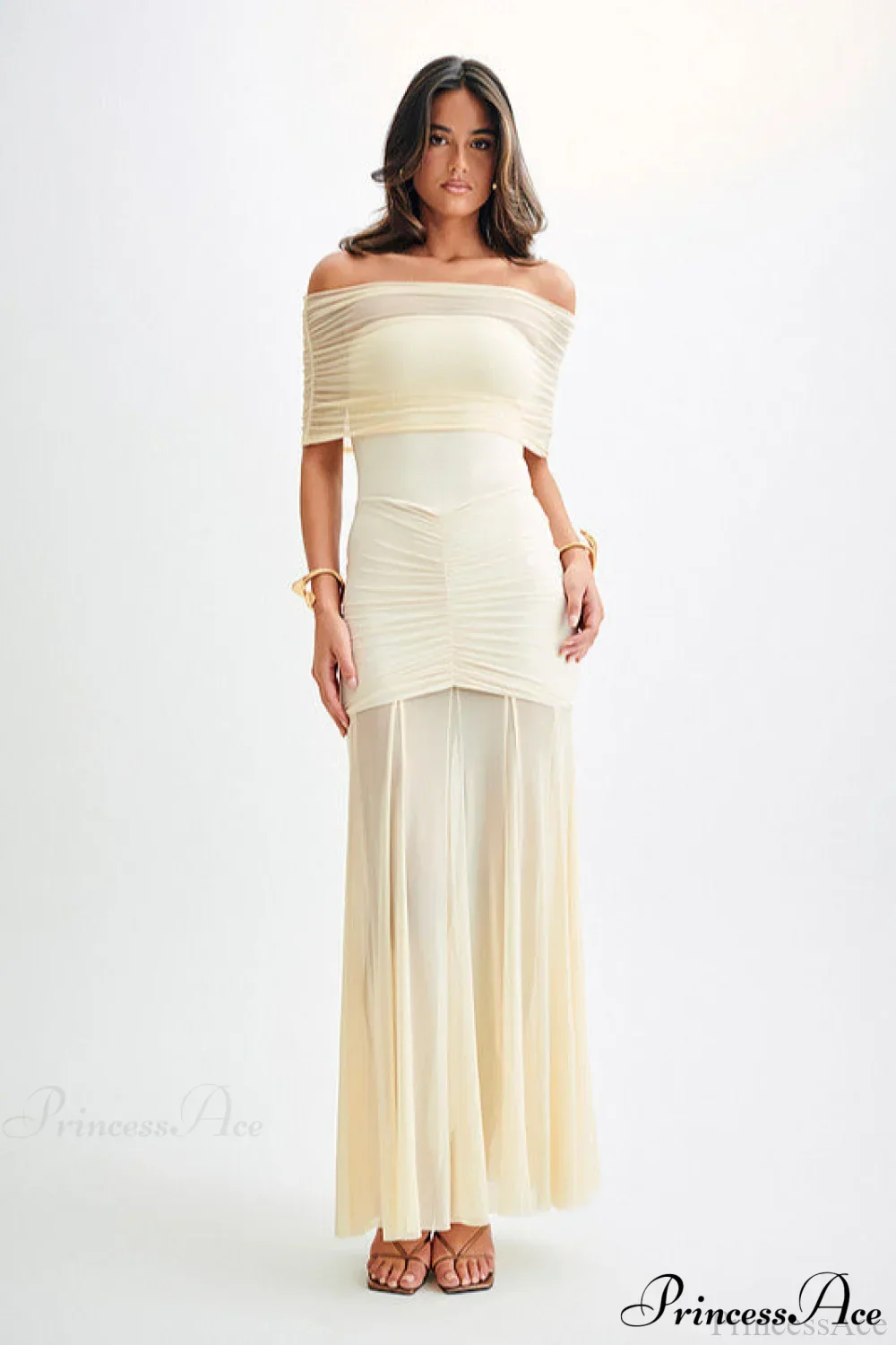 Mesh Panel Strapless Elegant Bodycon Party Dress