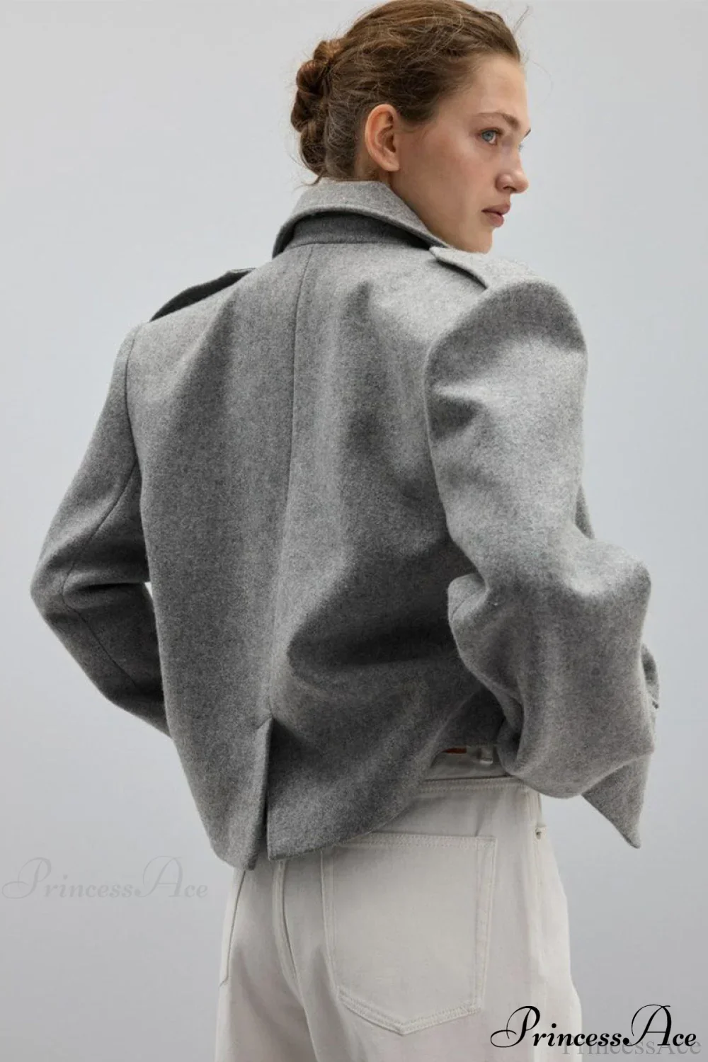 Peak Lapel Blazer Style Wool Loose Coat - Image 7