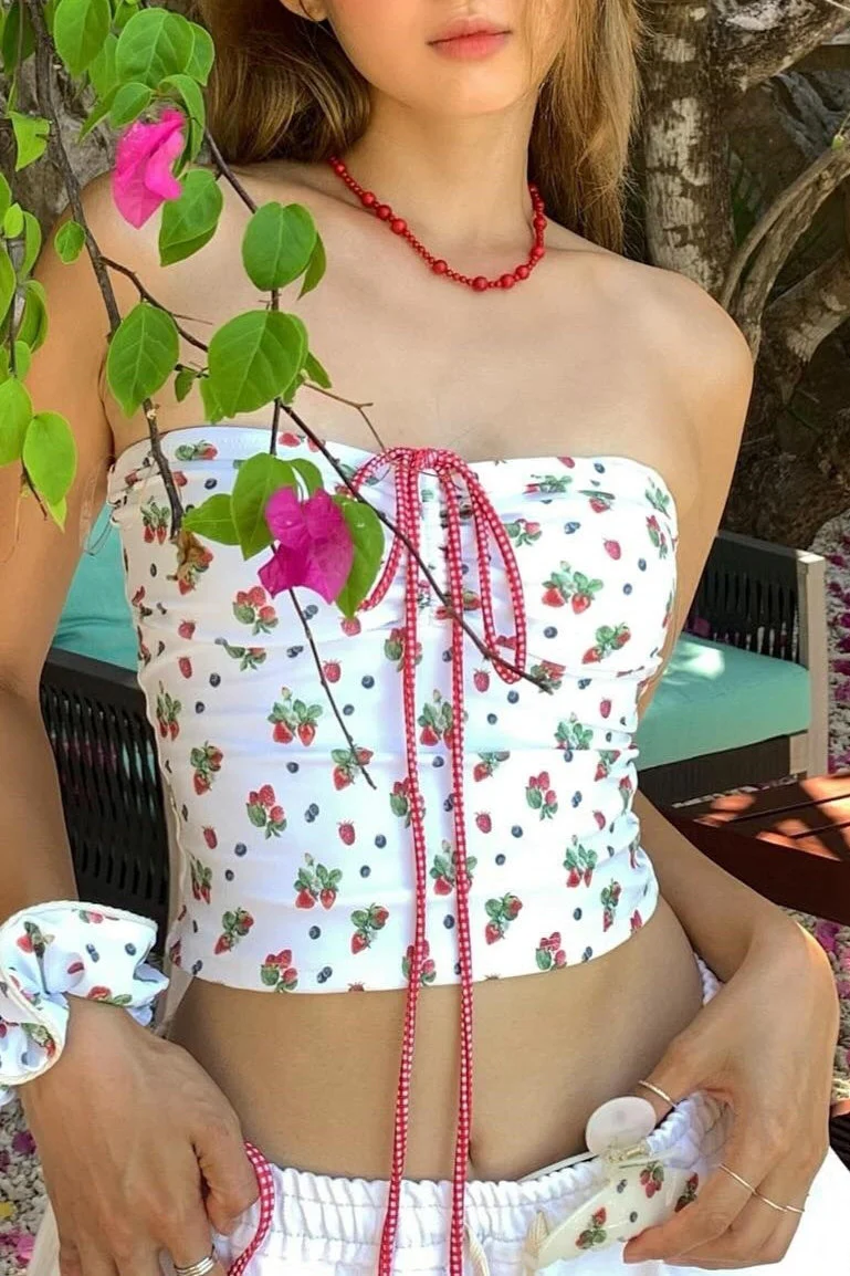 Plaid Strawberry Two Piece Swim Set - Image 4