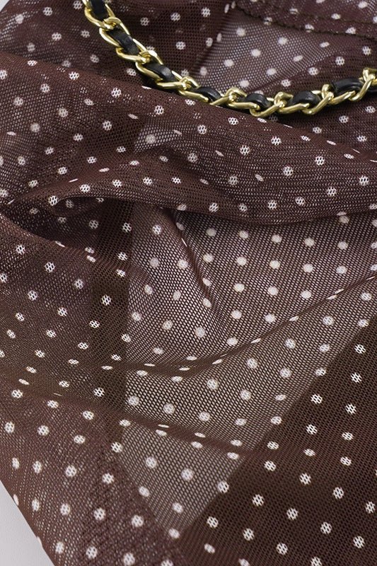 Polka Dot Metal Chain Sheer Halter Top - Image 5