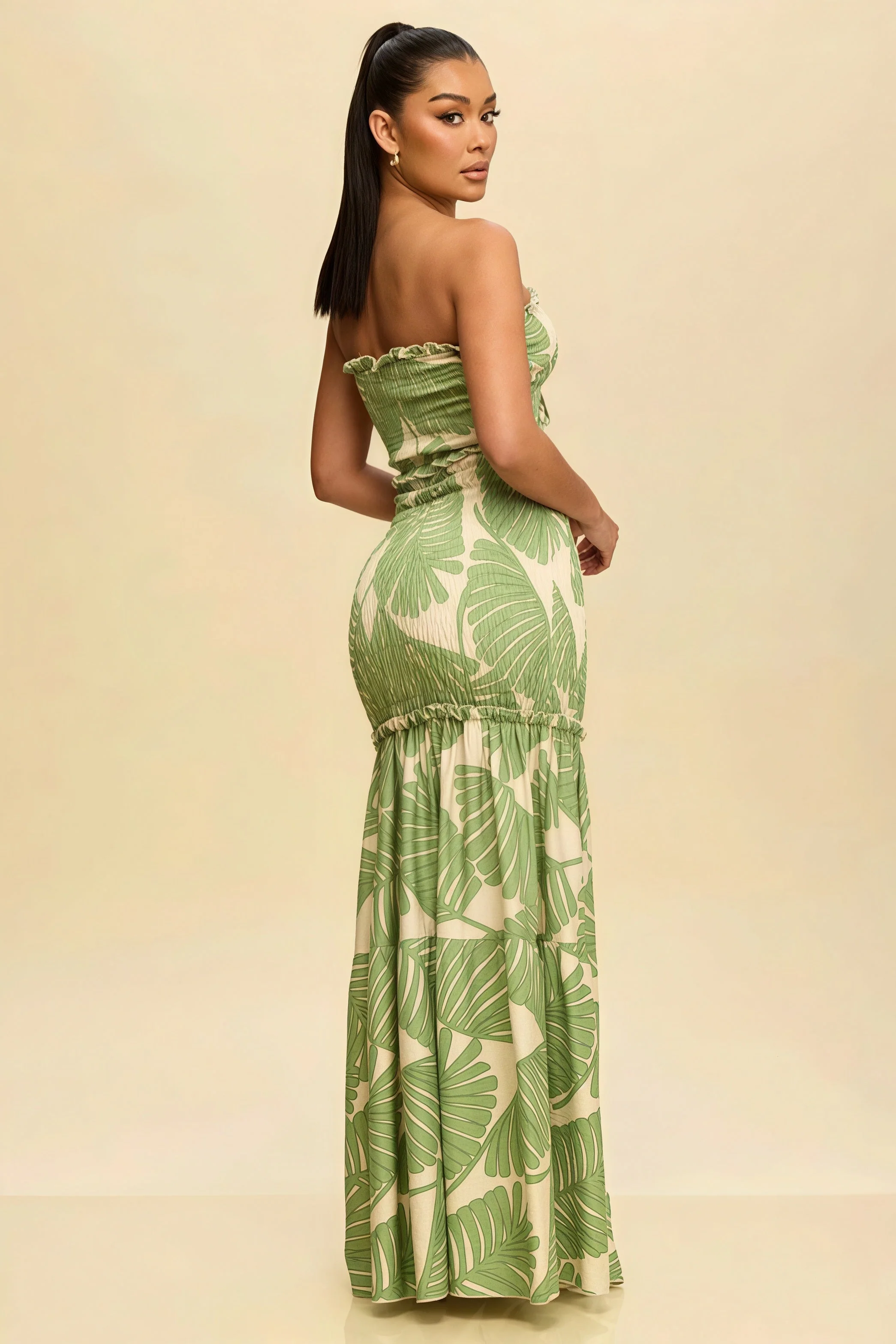 Printed Strapless Cutout Maxi Dress - Image 4