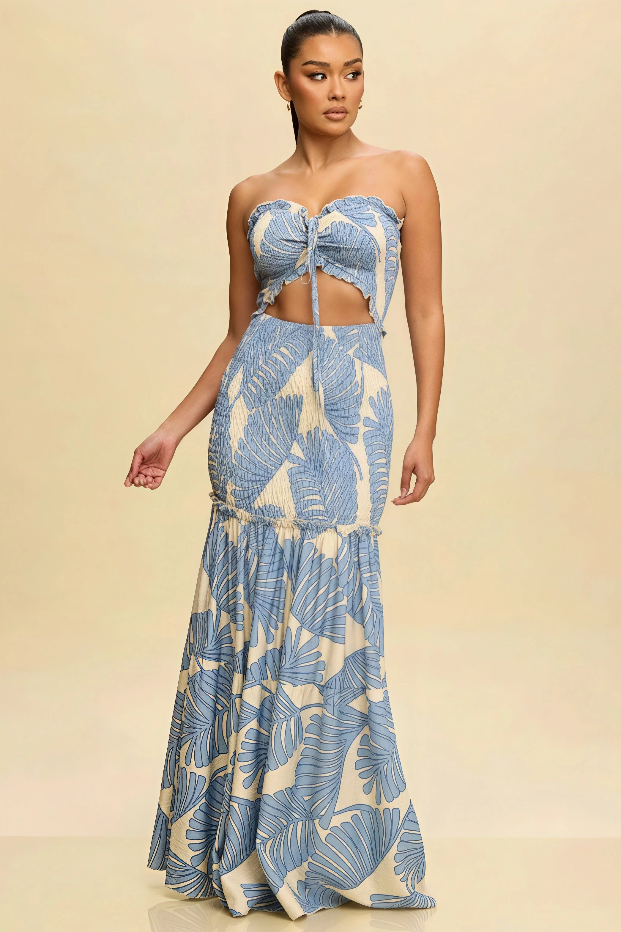 Printed Strapless Cutout Maxi Dress - Image 5