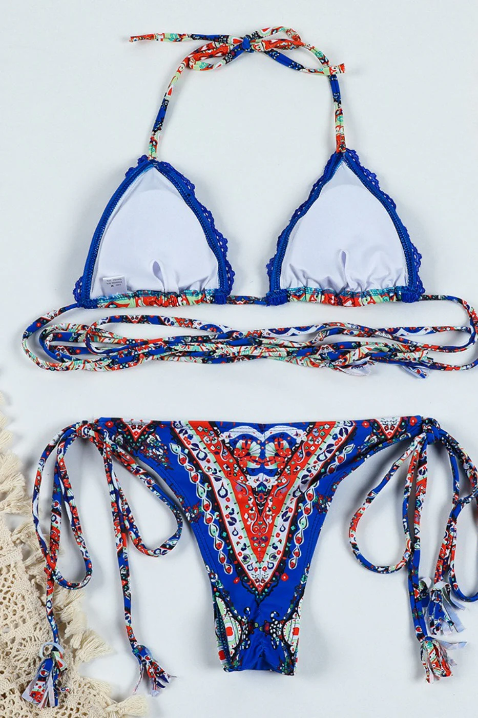 Printed Tie Up Lace Up Two Piece Swim Set - Image 8