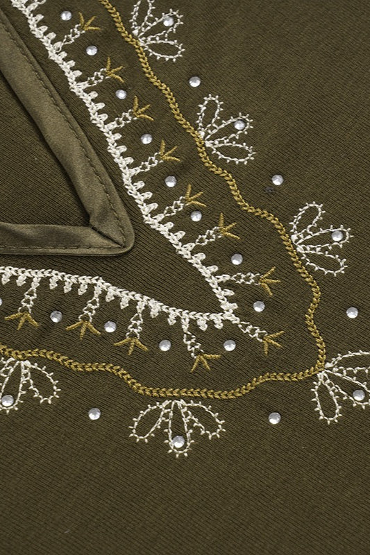 Retro V Neck Embroidered Knit Blouse - Image 7