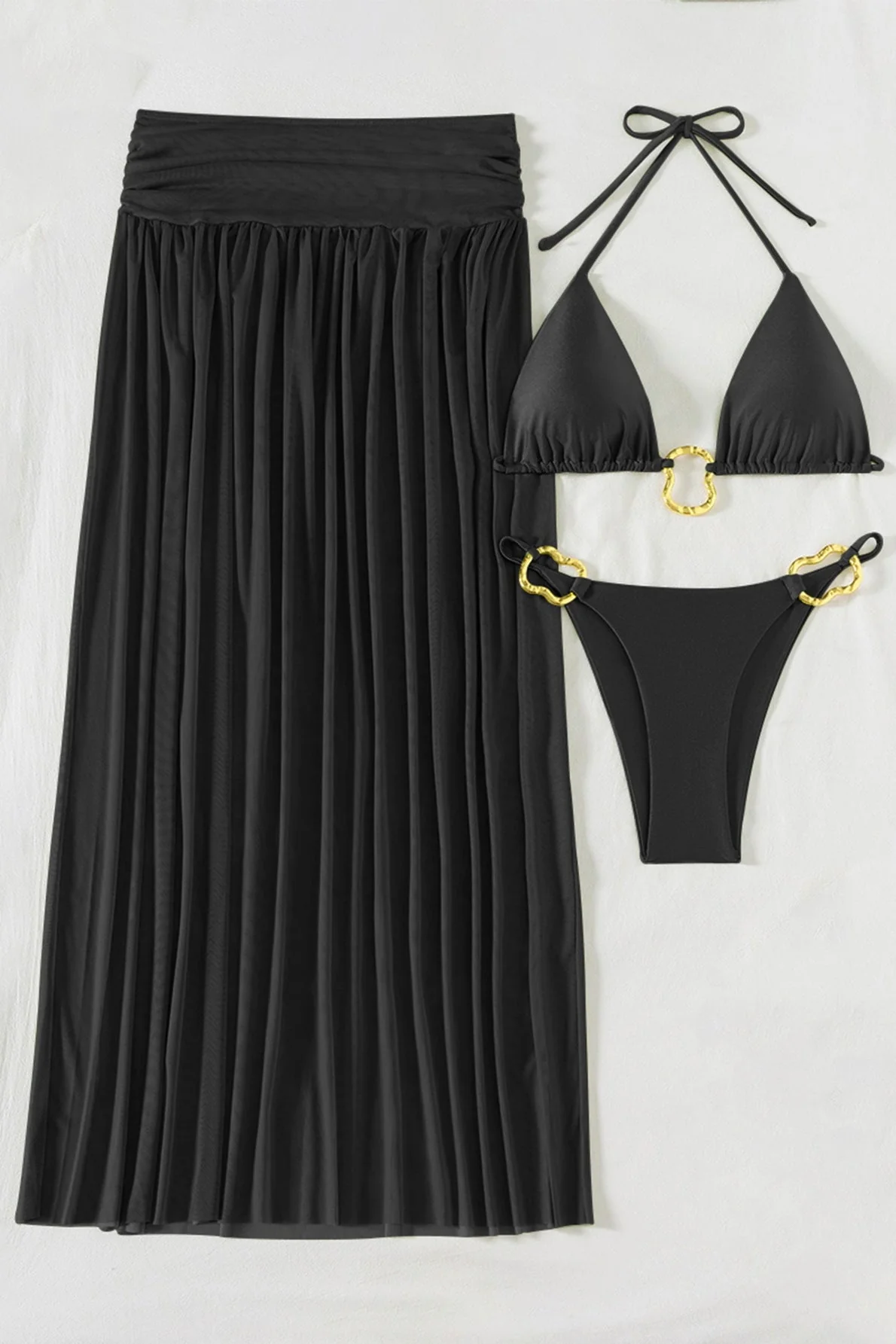 Ruched Fitted Three Piece Swim Set - Image 6