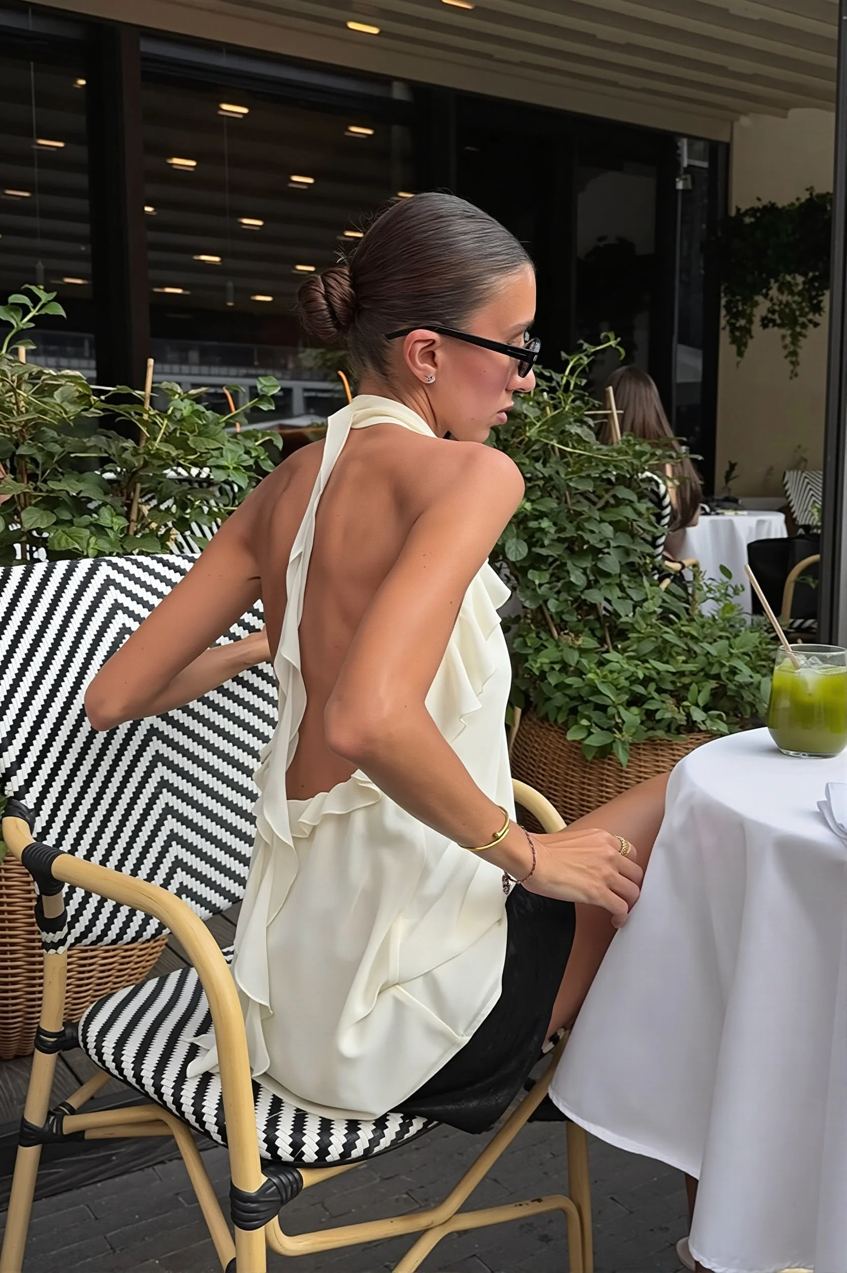 Ruffle Backless Chiffon Halter Top - Image 3