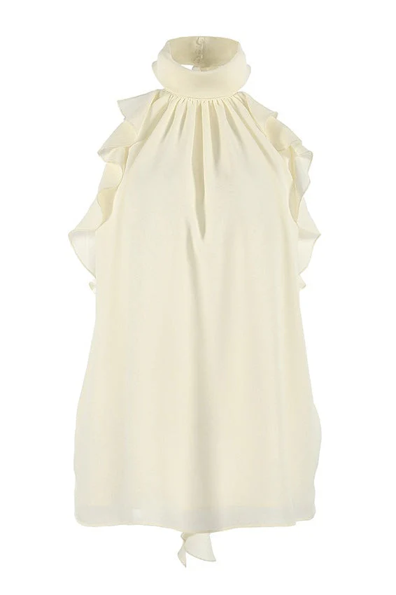 Ruffle Backless Chiffon Halter Top - Image 5