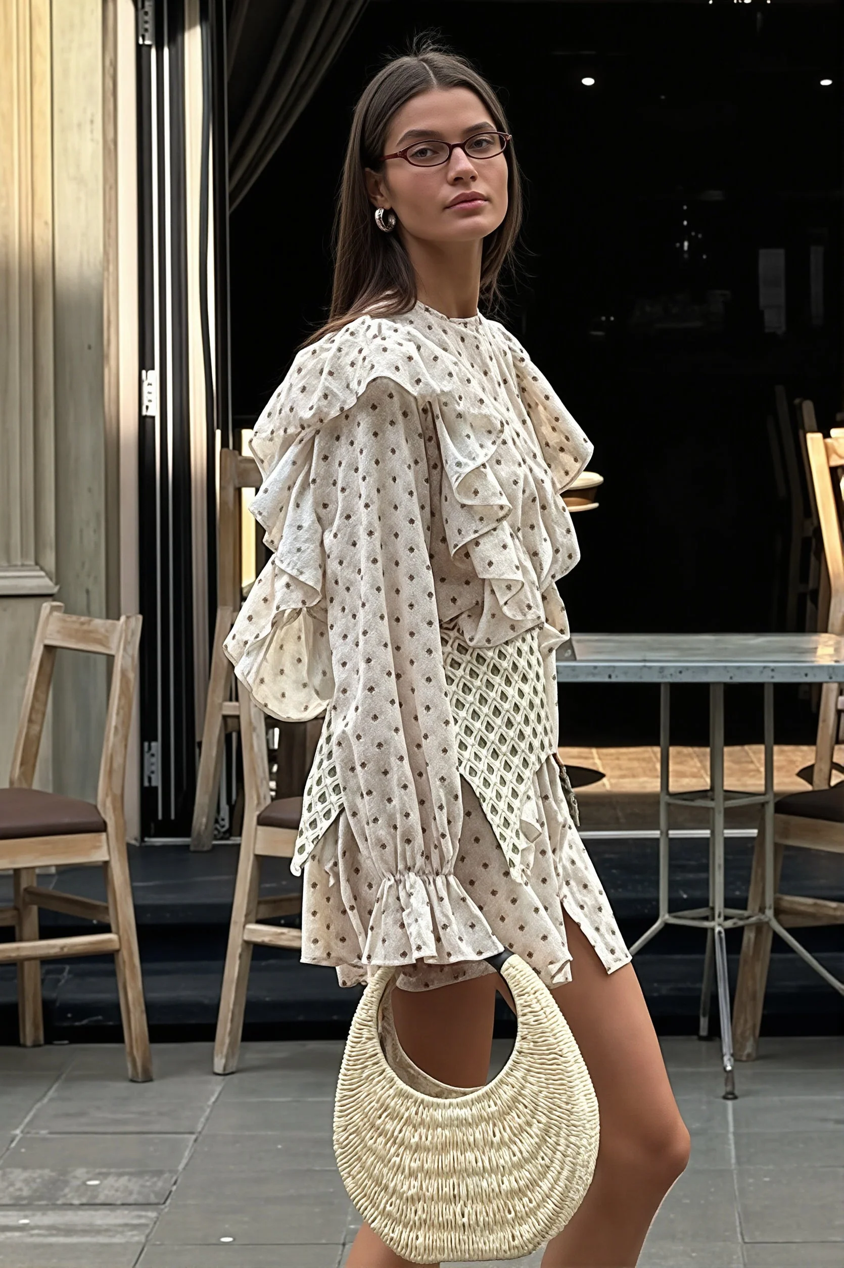 Ruffled Flare Sleeve Printed Mini Dress - Image 4