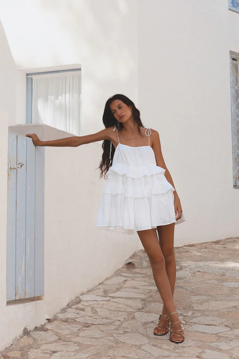 Ruffled Layer Backless Sleeveless Mini Dress - Image 6