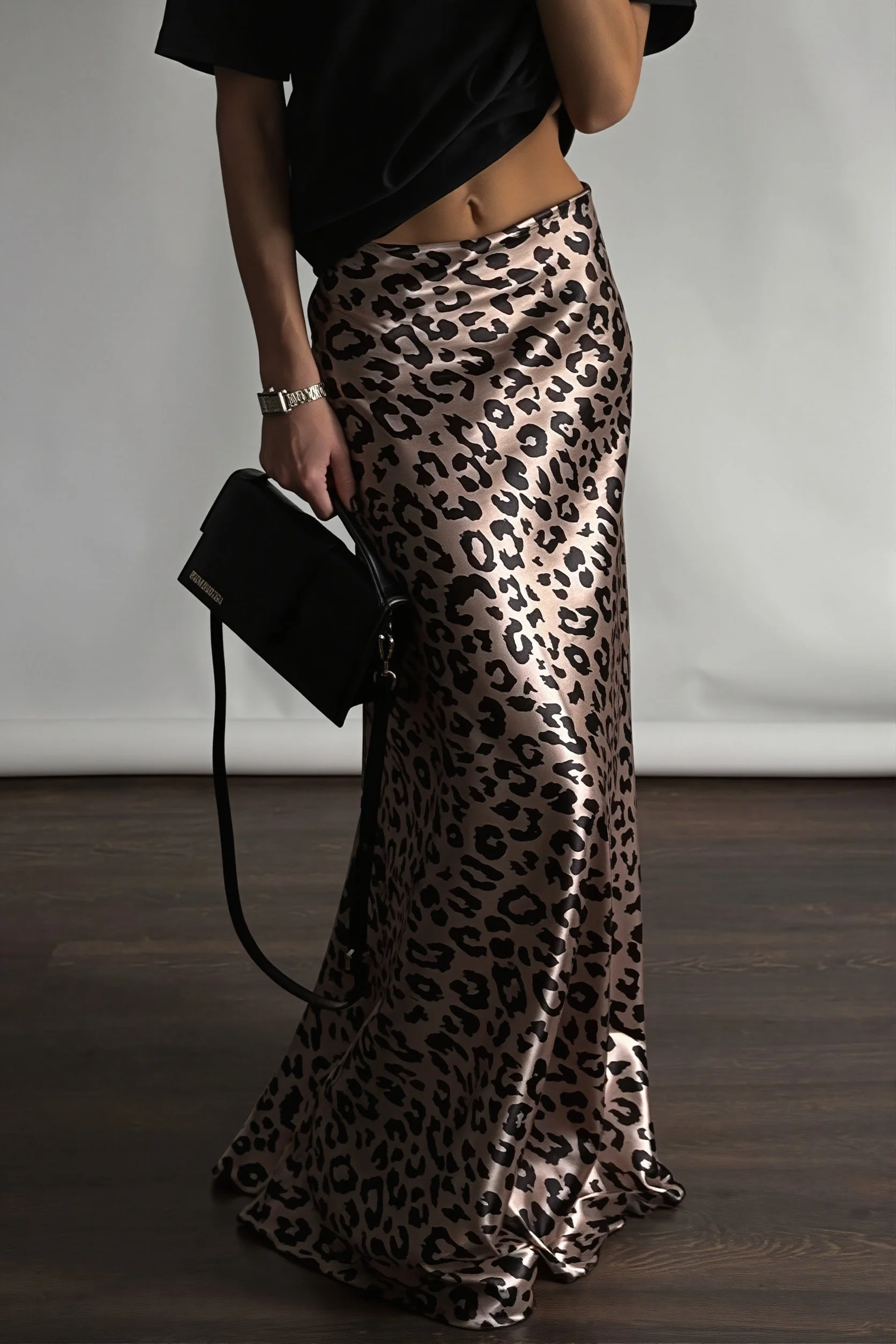 Satin Leopard Mermaid Maxi Skirt - Image 4
