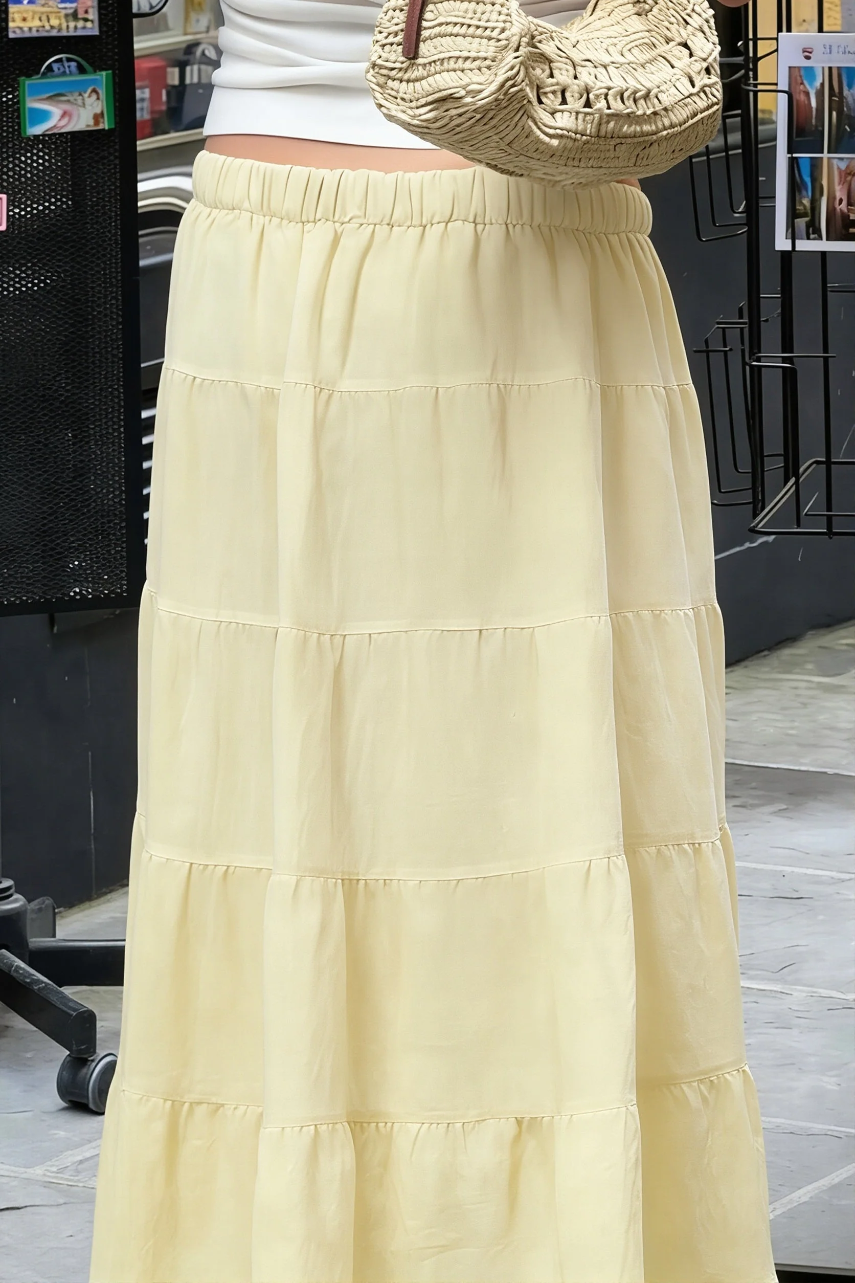 Sexy Color Block Tiered Ruffle Flowy Skirt - Image 4