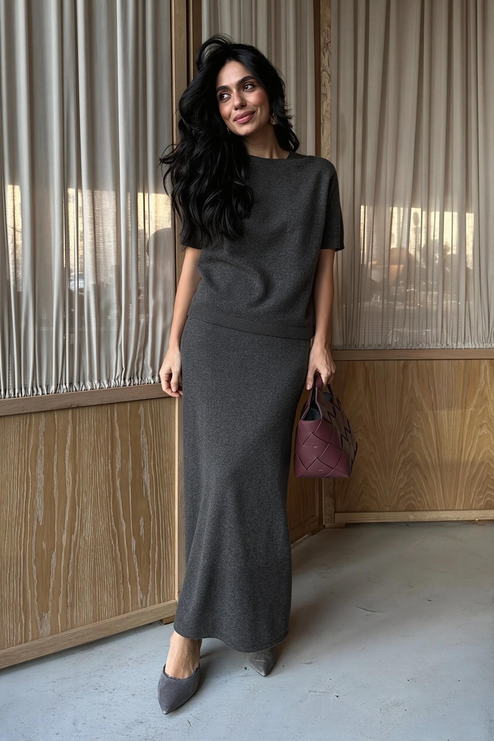 Sexy Knit Short Sleeve Pencil Skirt Sets - Image 7