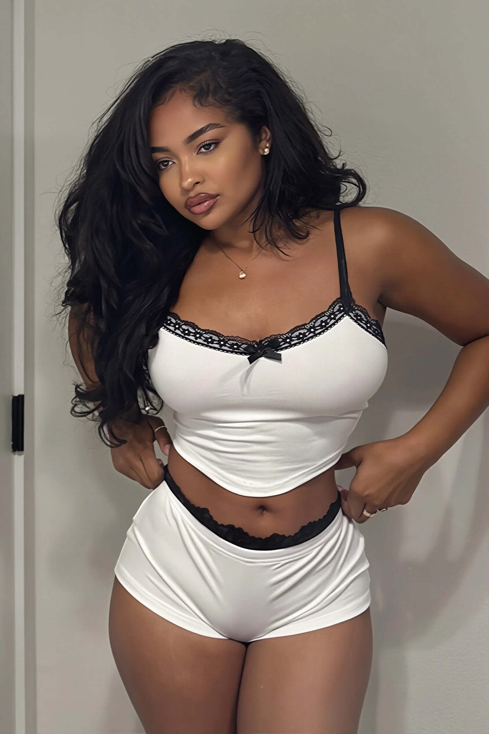 Sexy Lace Cami Low Waist Shorts Skirt Sets - Image 2