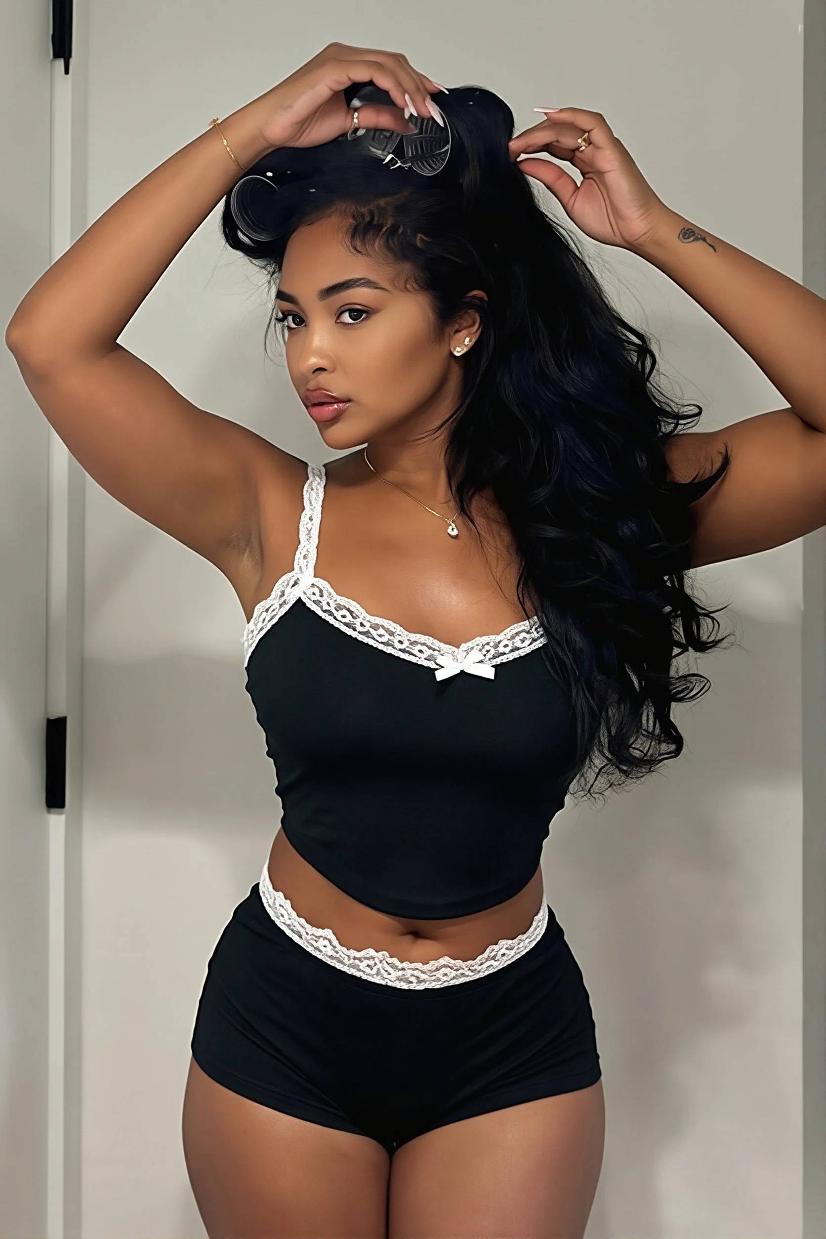 Sexy Lace Cami Low Waist Shorts Skirt Sets - Image 4
