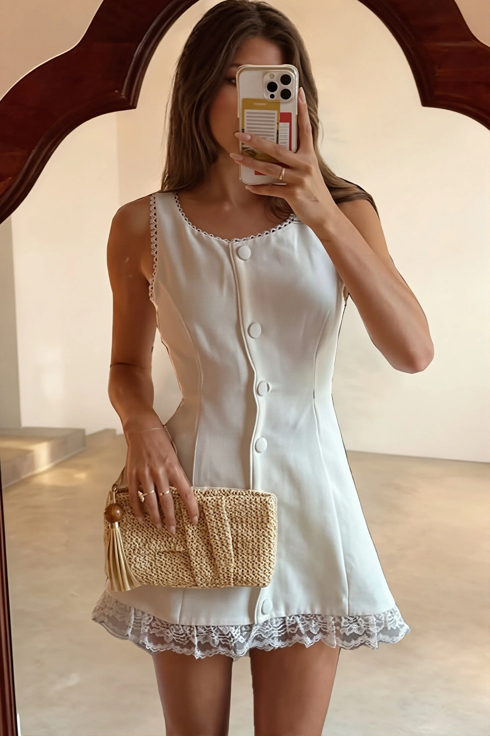 Sexy Lace Edge Cami Fit And Flare Mini Dress - Image 2