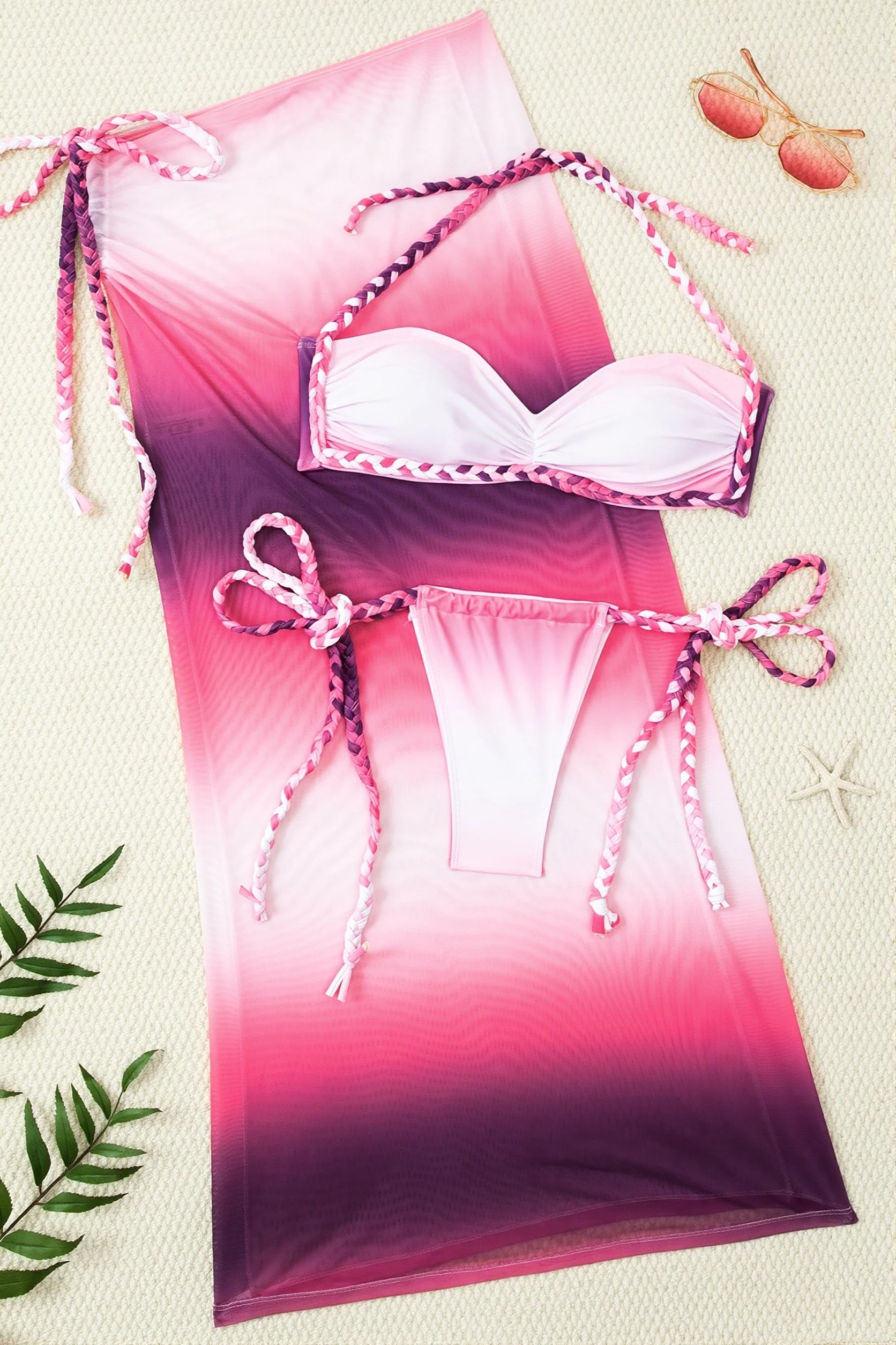 Sexy Rope Tie Bikini And Skirt Three Piece Swim Sets - Image 5