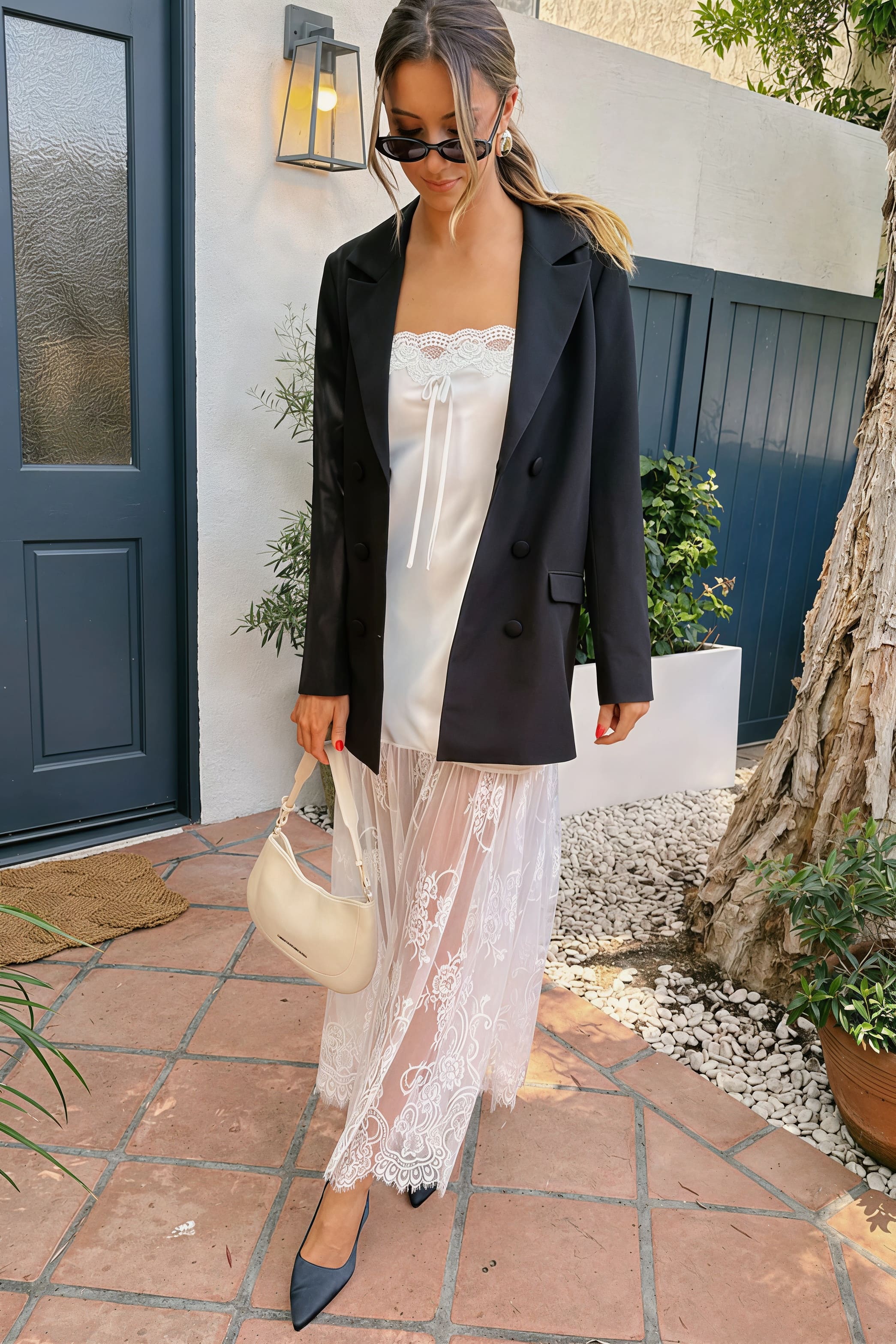 Sexy Satin Slip Dress with Lace Pure & Sexy Minimalist Maxi Dress - Image 4